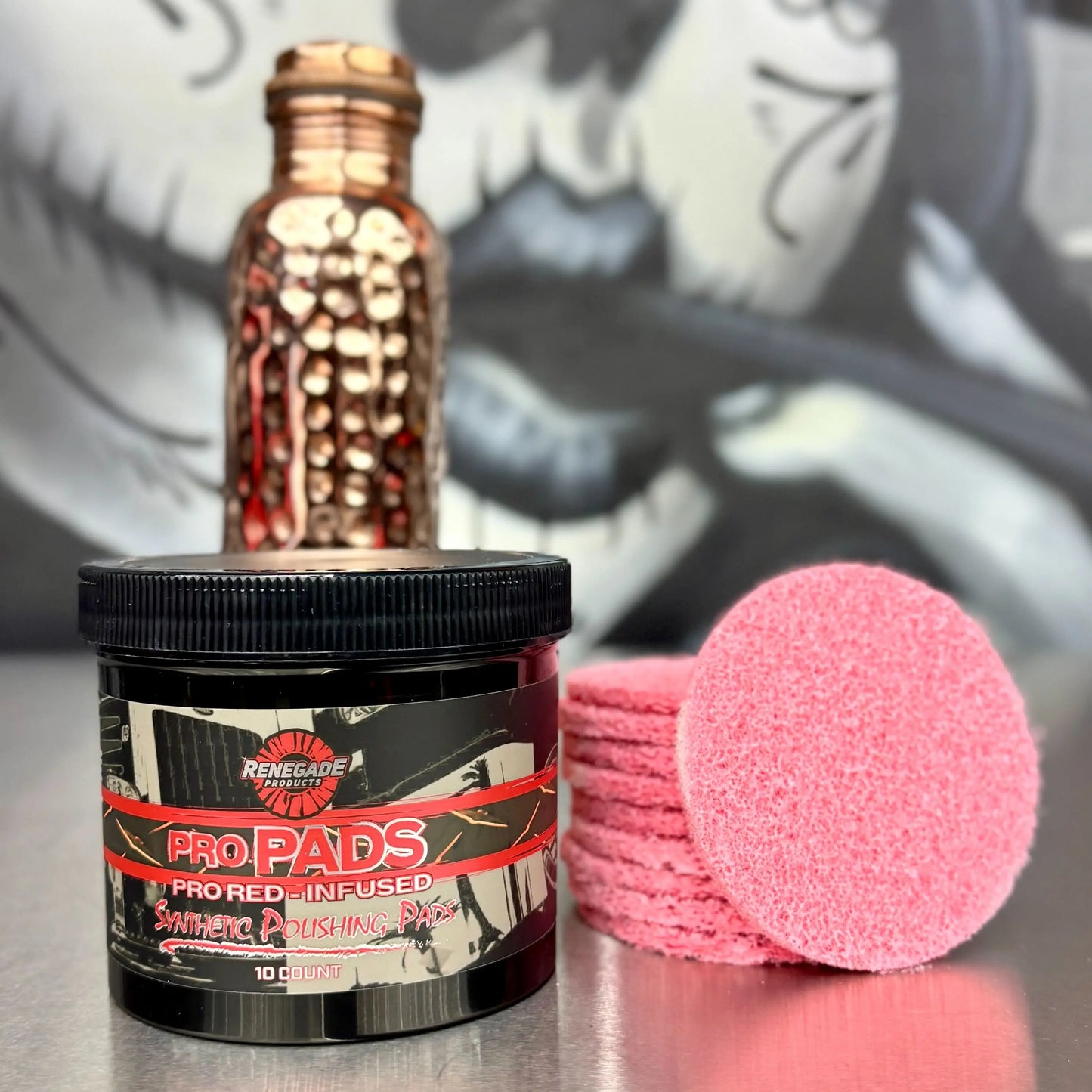 Renegade Products | Pro Pads: Renegade Pro Red-Infused Polishing Pads (10 Count) - Synthetic Pads for Aggressive Cutting & Metal Polishing