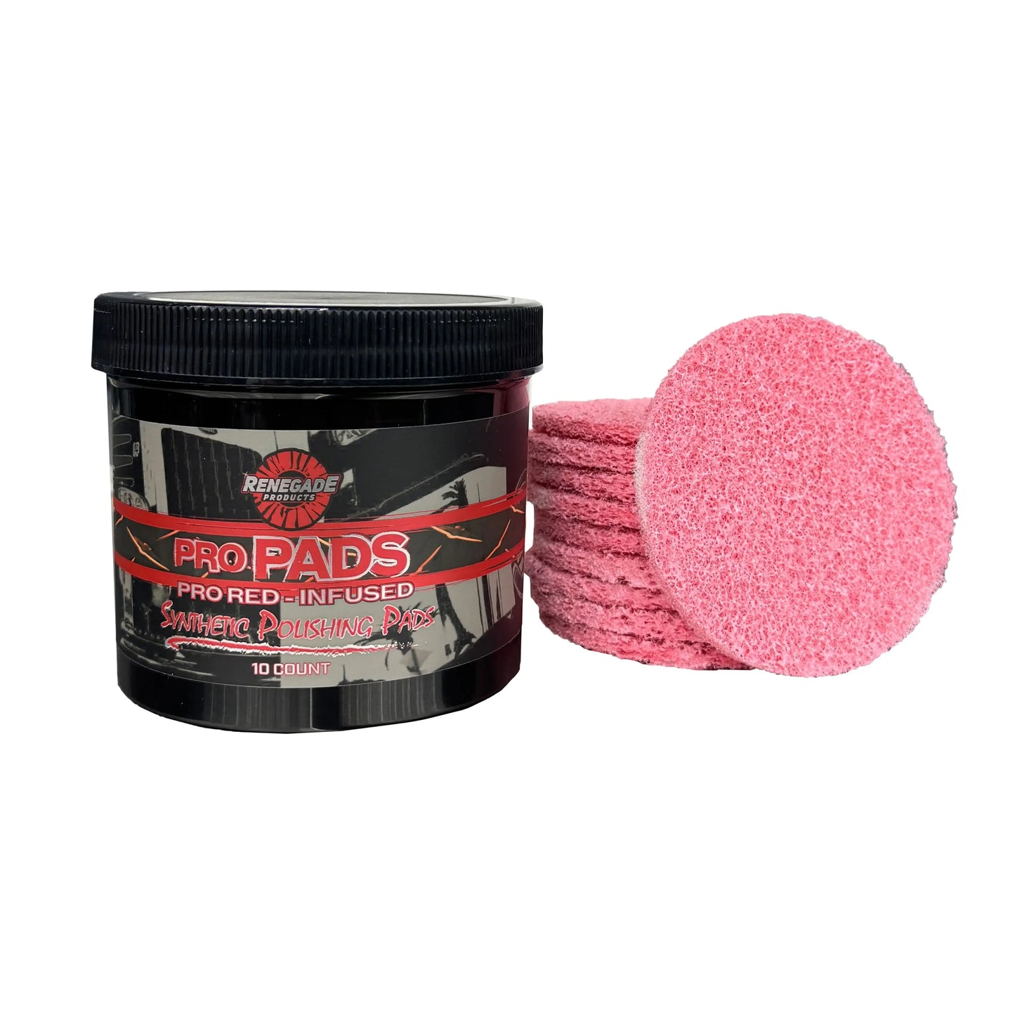 Renegade Products | Pro Pads: Renegade Pro Red-Infused Polishing Pads (10 Count) - Synthetic Pads for Aggressive Cutting & Metal Polishing