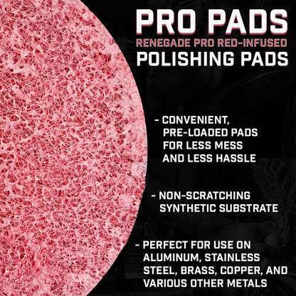 Renegade Products | Pro Pads: Renegade Pro Red-Infused Polishing Pads (10 Count) - Synthetic Pads for Aggressive Cutting & Metal Polishing